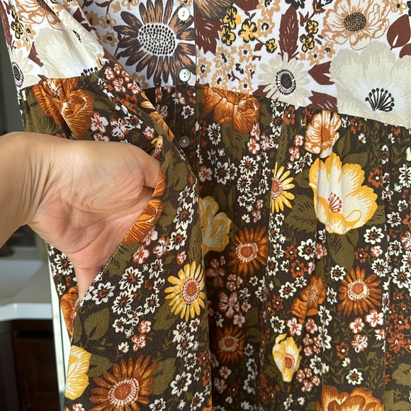 Spell Desert Daisy Babydoll Midi Dress Mustard - Picture 8 of 8